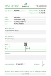 Reinheitsbericht – Tesamorelin 10 mg