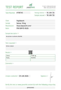 Reinheitsbericht – Semax 10 mg